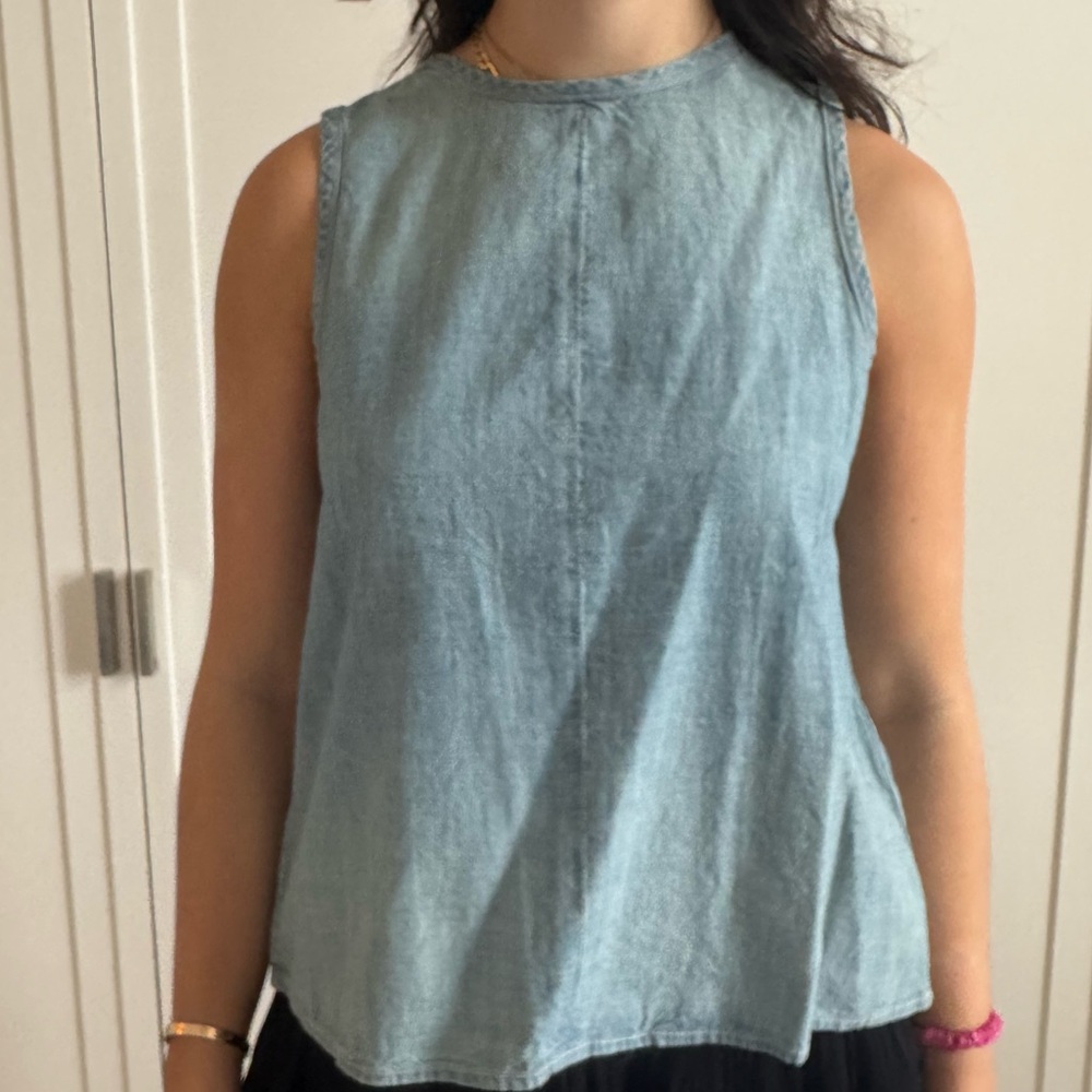rag & bone Light Blue denim Tank Top size small with criss cross back